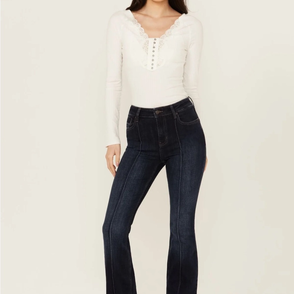 Blue Flare Wide Leg Jeans